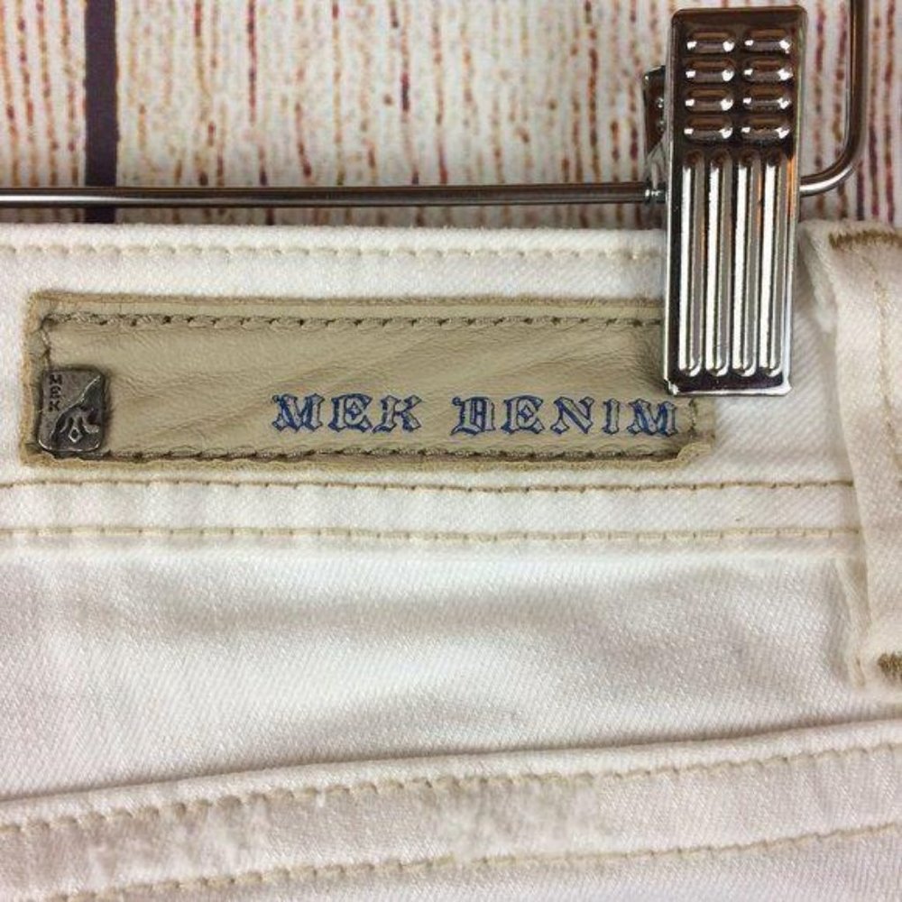 MEK NWT Women's Size 26 Sicily Cream Bootcut Denim Jeans Distressed Stretch - Picture 4 of 16